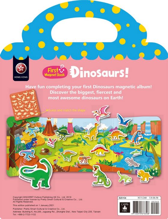 First Magnet Book：Dinosaurs34個認知磁鐵+3摺頁超大場景